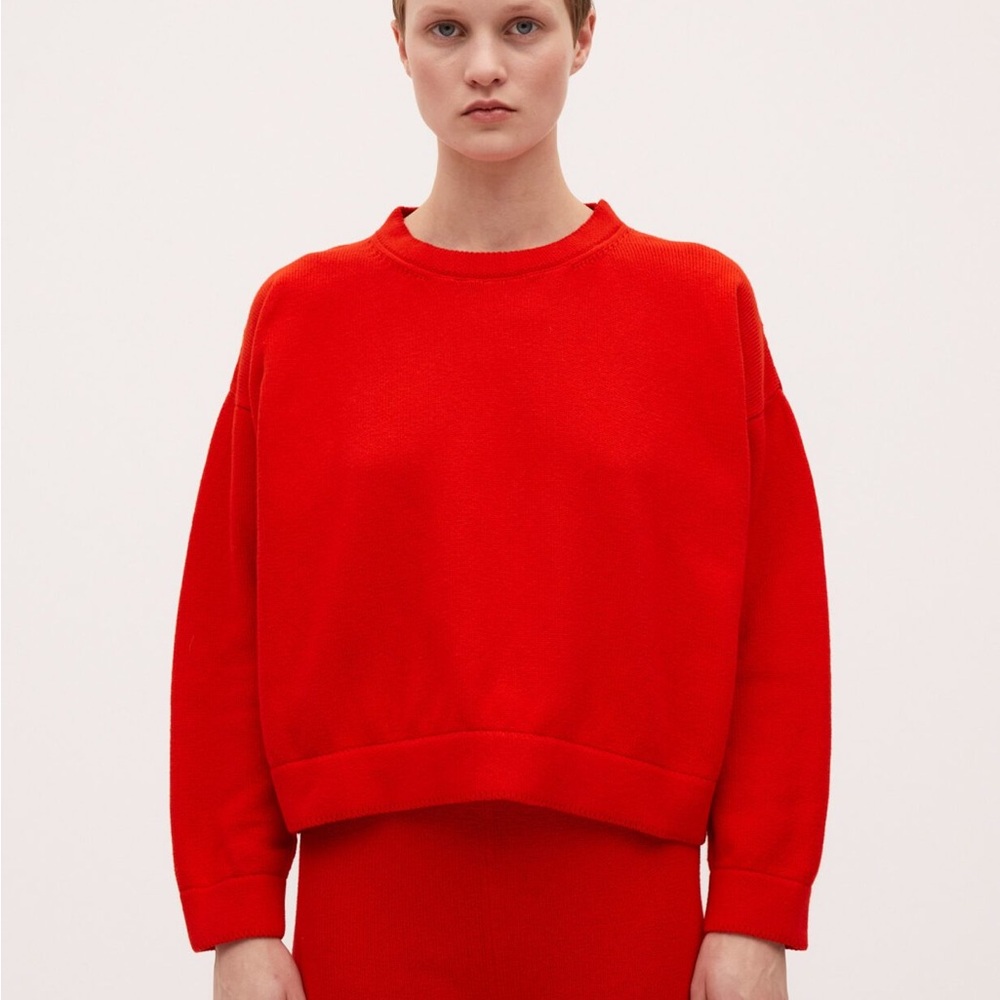 Babaa Red Crew Neck Sweater Classic Knit